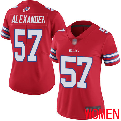 Women Buffalo Bills #57 Lorenzo Alexander Limited Red Rush Vapor Untouchable NFL Jersey->women nfl jersey->Women Jersey